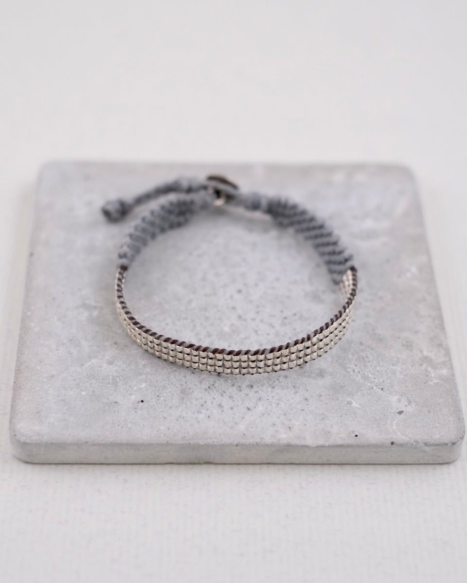 カレンシルバー×ワックスコード ブレスレット（幅8mm・グレー） – cholon