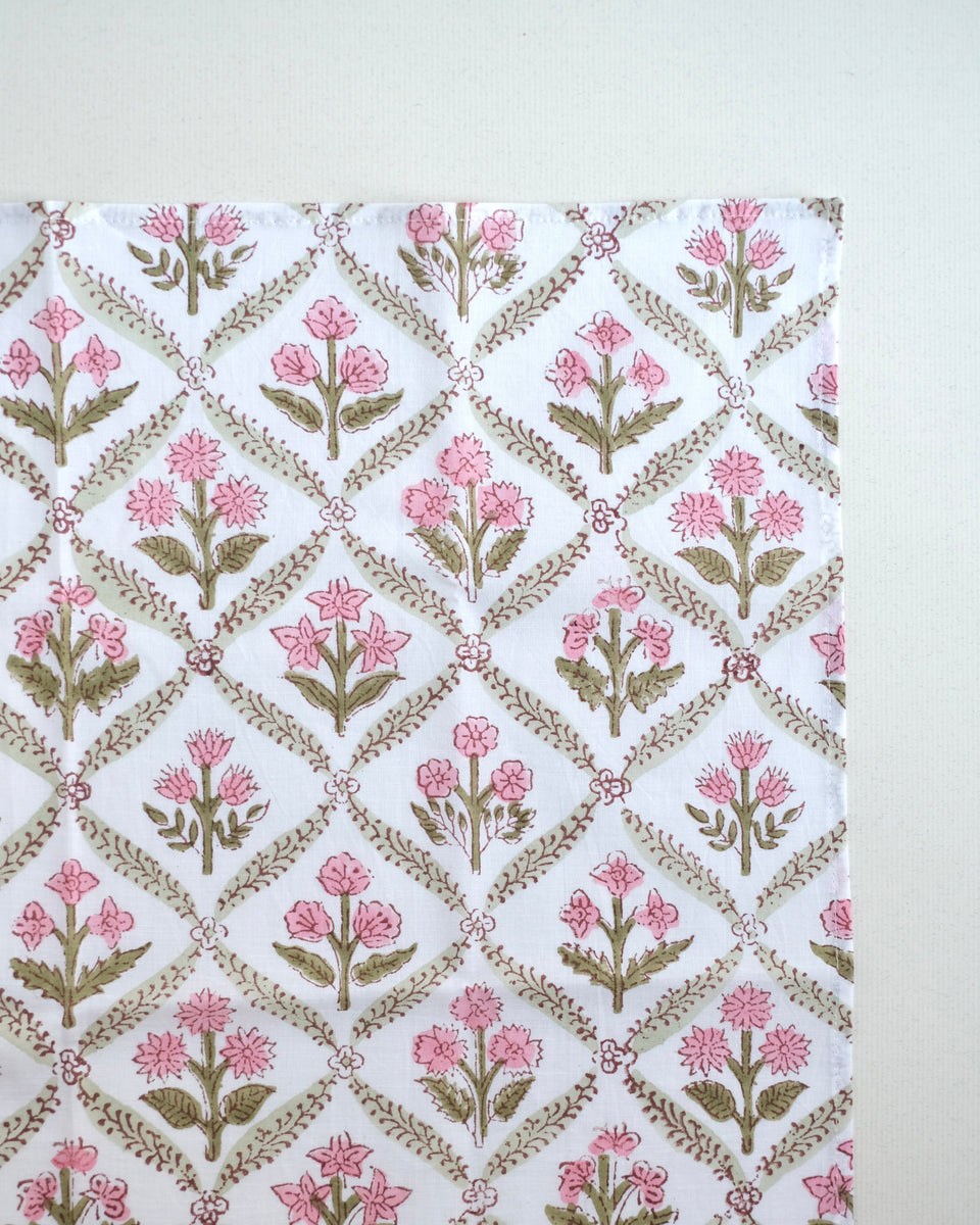 ブロックプリント ハンカチ（ピンク・ラティスフラワー） – cholon