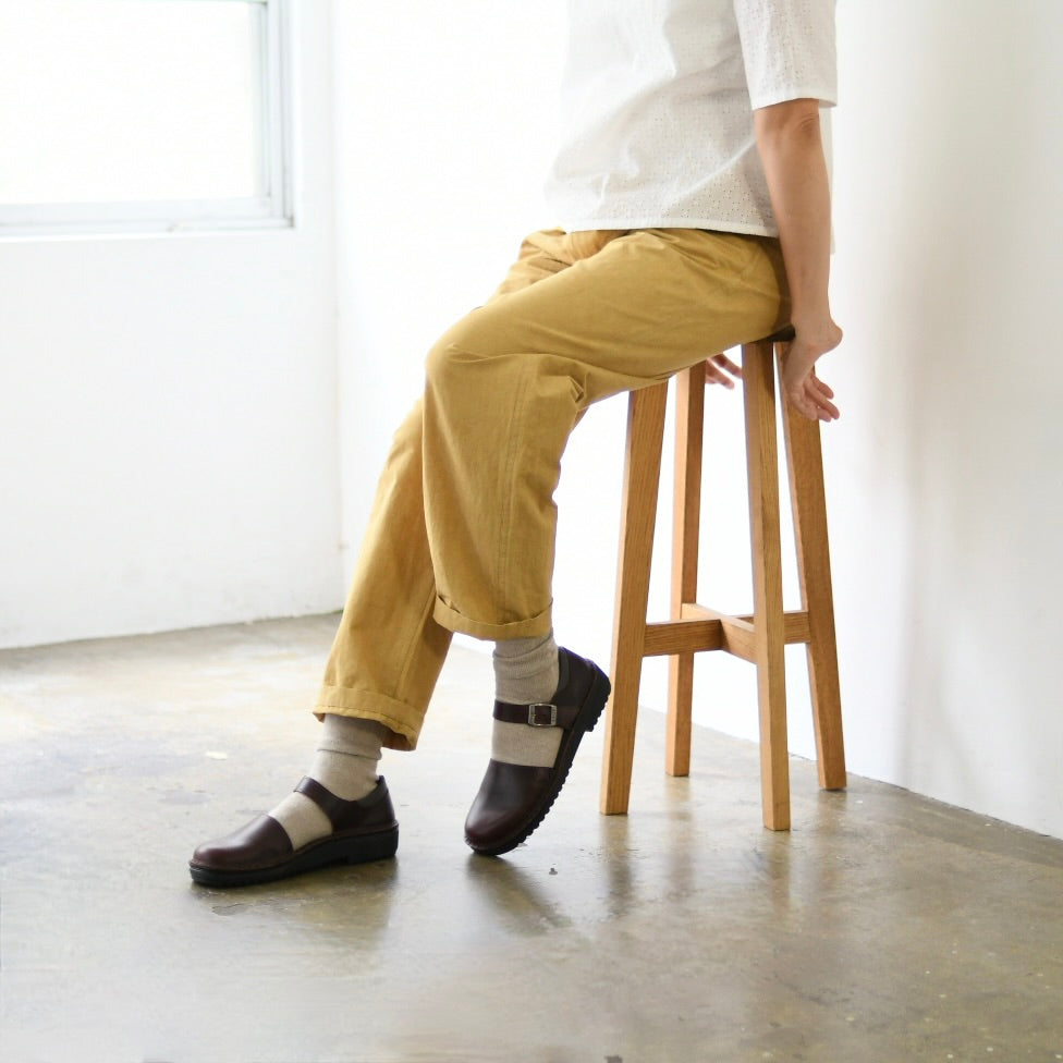 コットンリネンで作った昔もんぺ クロムイエロー ゆったり リラックスパンツ コットンリネンで作った昔もんぺ クロムイエロー ゆったり
