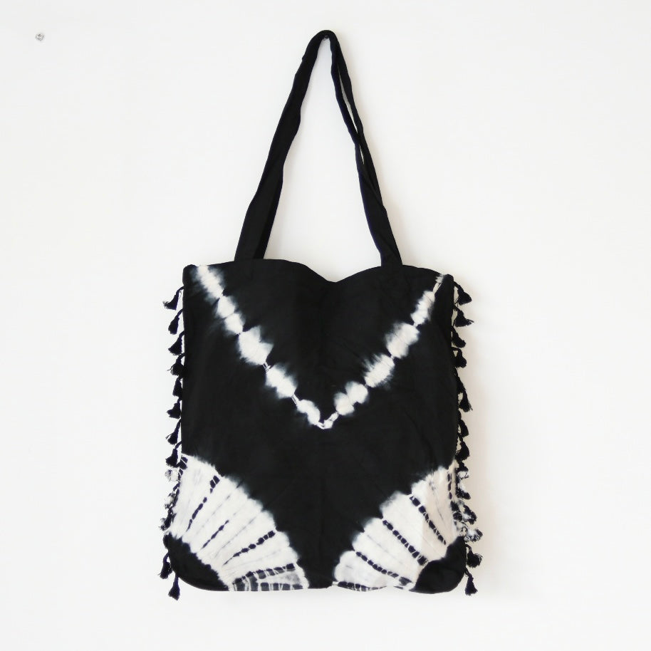 タイ コットン 絞り染めバッグ（ピンク・ブルー・ブラック・ライトブラウン）