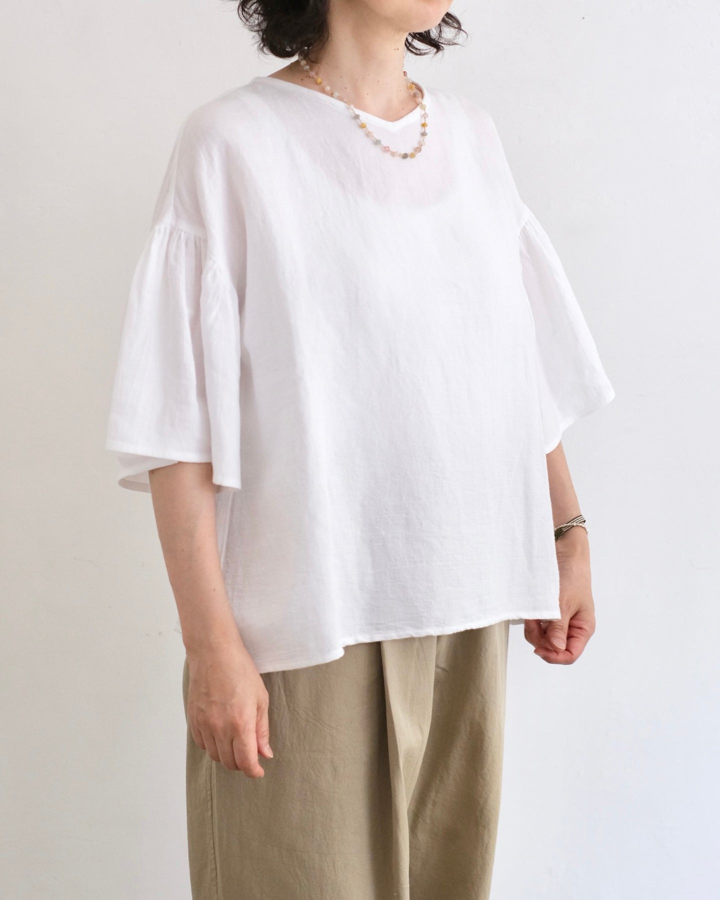 ■専用■美品 CLANE 2万円 リネン混パフスリーブブラウス ホワイト クラネ CLANE(クラネ) VOLUME PUFF SHORT TOPS パフスリーブショート