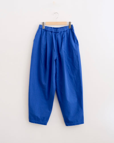 薄手コットン ワイドタックパンツ（ブルー）