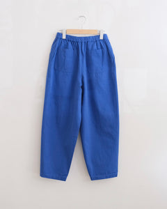 薄手コットン ワイドタックパンツ（ブルー）