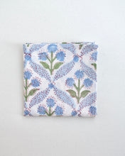 画像をギャラリービューアに読み込む, ブロックプリント ハンカチ（ライトブルー・ラティスフラワー）