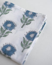 画像をギャラリービューアに読み込む, ブロックプリント ハンカチ（ホワイト×ブルー・インディゴフラワー）