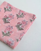 画像をギャラリービューアに読み込む, ブロックプリント ハンカチ（ピンク・フローラル）