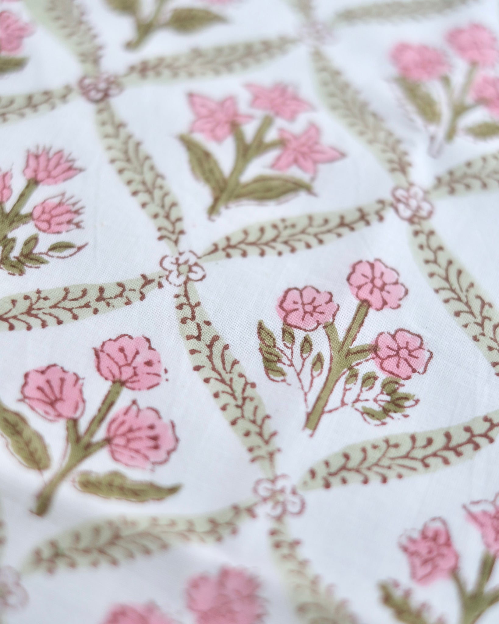 ブロックプリント ハンカチ（ピンク・ラティスフラワー） – cholon