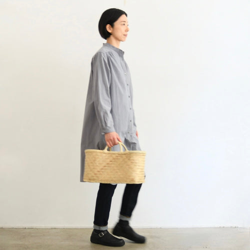 タイプライターコットン ロングシャツ（グレー）