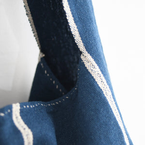 カレン族手織り布  マチ付きショルダーバッグ（藍染め）