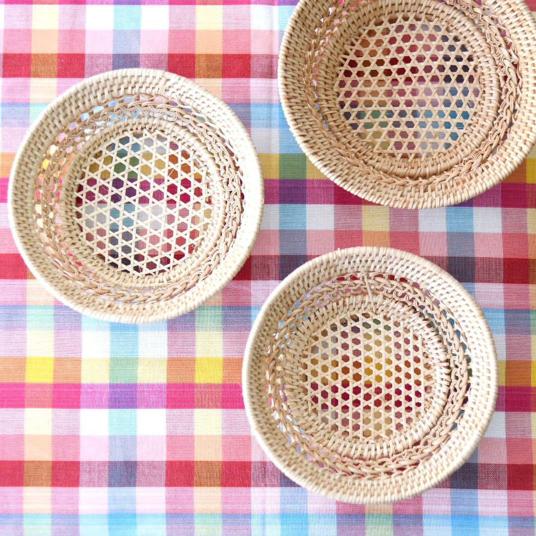 タイ ラタン模様編み丸かご – cholon