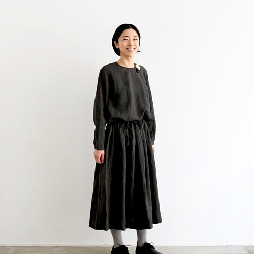 【30%OFF】リネン クルーネックブラウス（スミクロ）