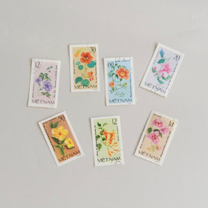 ベトナム 古切手セットb：花柄 縦長 –