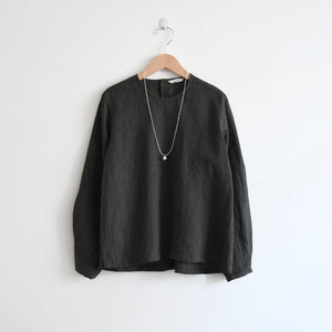 【30%OFF】リネン クルーネックブラウス（スミクロ）