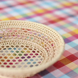 タイ ラタン模様編み丸かご